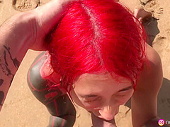Naughty Beach Weekend - Neko Jinger Giving Head On Public Beach Full