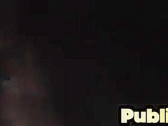 Busty inked taxi slut in stockings pussydrilled in closeup