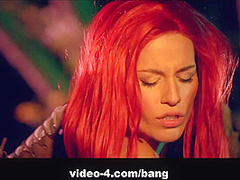 Eveline Dellai rides a knights flesh sword until her pussy is sore - BANG!