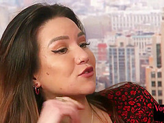 Voyeuristic brit bird teases and watch as guy jerks off