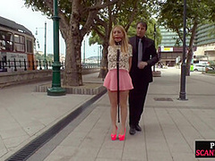 Public anal slut mouthjizzed after 3some in front of voyeurs