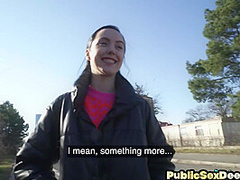 Amateur chick POV fucked outdoor in public place 4 cash