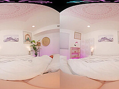 Slim Latina plays with her toys in VR for you