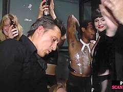 Public lady enjoys fucking in group sex by big white cock