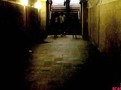 Public lady enjoys fucking in group sex by big white cock