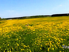 Vira Gold, Ananta Shakti And Pretty Face - Blowjob From A Hot Gilr In The Field With Dandelions With 12 Min