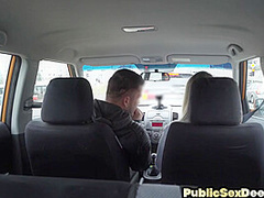 Driving student fucks busty bigass instructor outdoor in car