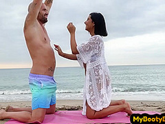Public bigass Latina pussyfucked outdoor on public beach