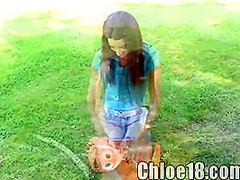 Petite teen Chloe goes solo