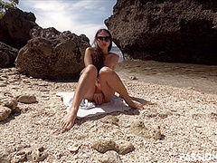 Almost Caught On Sea Beach! Public Selfie Dildo Fuck In Sweet Pussy - Passionbunny