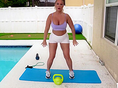 Busty Blonde Mellanie Will Show Us Her Workout Routine To Keep Her Booty Tight And Right