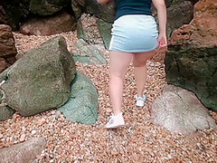 Naughty Showing Off On The Beach Ass Orgasm