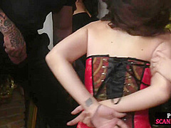 Public bondage and domination of rebellious slut
