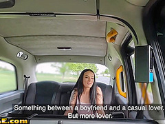 Inked busty passenger seduces taxi driver