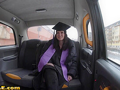 Naughty college grad fucks taxi driver