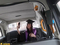 Naughty college grad fucks taxi driver