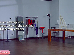 Rehearsals pt1. Jeny Smith in tansparent suit with high heels. Spy cam