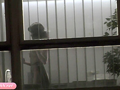 Rehearsals pt1. Jeny Smith in tansparent suit with high heels. Spy cam