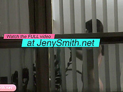 Rehearsals pt1. Jeny Smith in tansparent suit with high heels. Spy cam