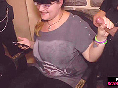 Public fucked babe fisted n mouthjizzed in front of voyeurs