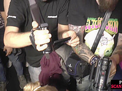 Public fisted MILF squirting for audience during orgy