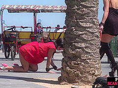Public BDSM babe naked exposed outdoor by kinky femdom