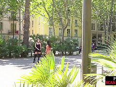 Public BDSM babe naked exposed outdoor by kinky femdom