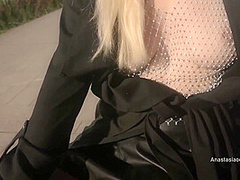 Street Pick Up Of Shameless Slut. Stranger Knead Her Boobs Right In Public Park