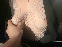 Street Pick Up Of Shameless Slut. Stranger Knead Her Boobs Right In Public Park