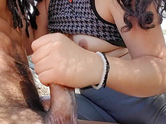 Latina Gives Bbc Public Handjob To Completion