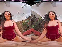 Sexy Latina rides her male sex doll in virtual reality