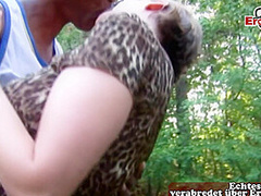 German chubby big natural boobs mature mom Orosz Kinga fucks outdoor