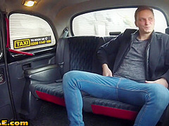Smallboob Blonde Taxi Driver Rides Passenger On A Backseat