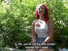 Busty Redhead Euro Publicly Fucking In Kinky Couple