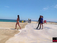 Scandalous slut walks naked outdoor in front of people