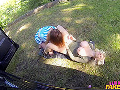 Wild Lesbians Share A Massive Dildo 2 - Female Fake