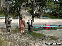 Outdoors Naked Exercise And Play With Canella