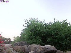BDSM bitch dominated outdoor by perverted nympho male