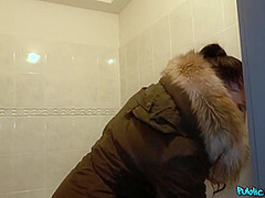 Toilet Screw With Sultry Big Juggs Babe 1 - Public A