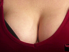 Voyeur CFNM femdom babe in office seducing wanker dude