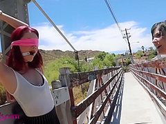Sexy Redhead And Hot Brunette Get Fucked Outdoors