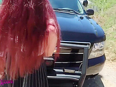 Sexy Redhead And Hot Brunette Get Fucked Outdoors