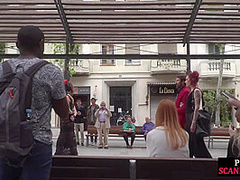 Public BDSM slut humiliated and spanked by audience