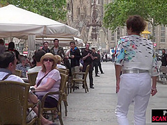 Public BDSM slut humiliated and spanked by audience