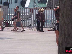 Public naked slut whipped outdoor by master and domina