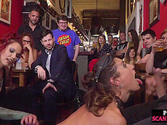 Public disgraced slut spanked and fucked for voyeur crowd