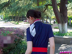 Pretty Asian Girl Masturbating On Public