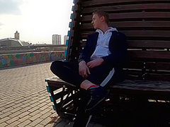 Guy Masturbates On The Promenade In The City Center