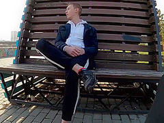Guy Masturbates On The Promenade In The City Center