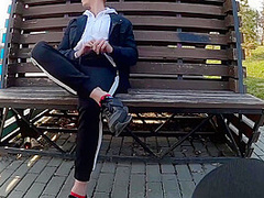 Guy Masturbates On The Promenade In The City Center